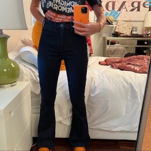 Dark blue flare jeans